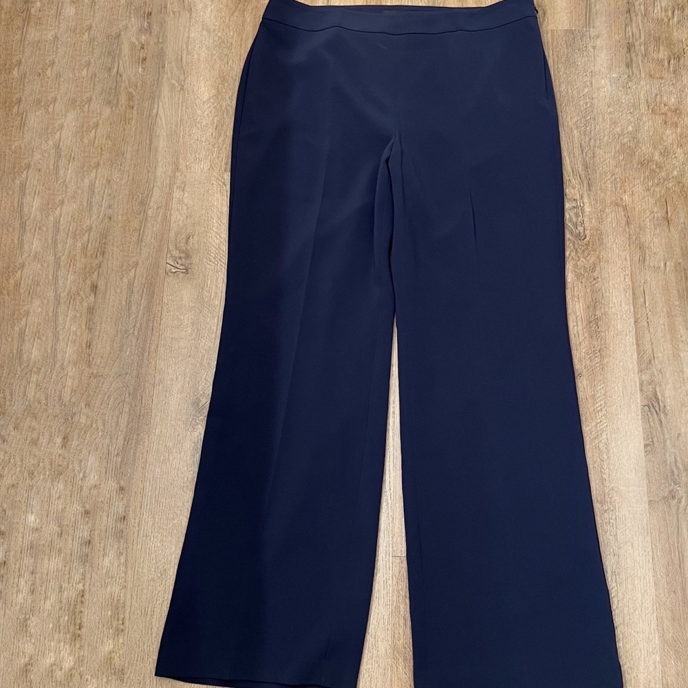 Talbots Navy Blue Wide Leg Dress Pants NWT Size 14 Side Zip Professional Trouser